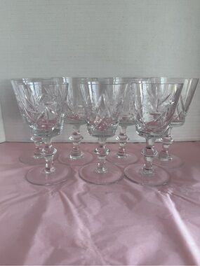 Csopak by Ajka Pinwheel and Fan Design Crystal Claret Wine Glasses Set of 7